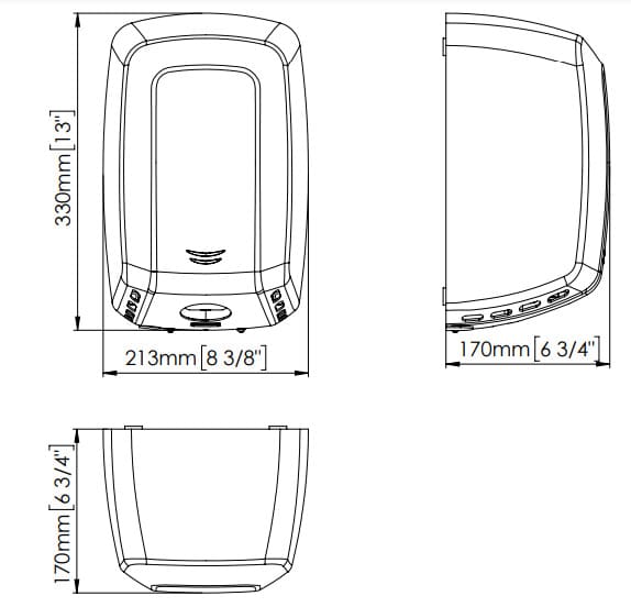 Bản vẽ kỹ thuật máy sấy tay đôi siêu tốc cảm biến Mediclinics M09ACS