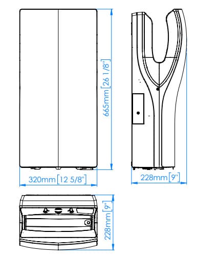 Bản vẽ kỹ thuật máy sấy tay đôi siêu tốc Mediclinics M14A