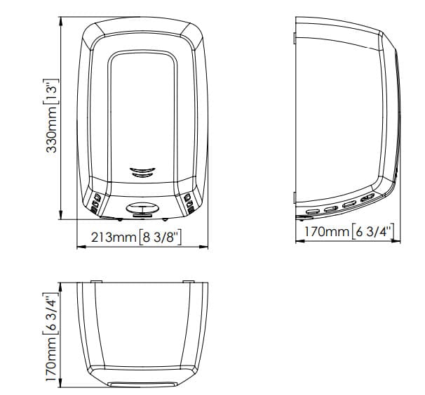 Bản vẽ kỹ thuật máy sấy tay siêu tốc cảm biến Mediclinics M19AB