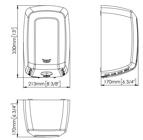 Bản vẽ kỹ thuật máy sấy tay đôi siêu tốc cảm biến Mediclinics M19ACS