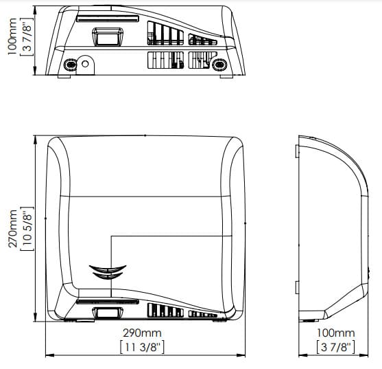 Bản vẽ kỹ thuật máy sấy tay đôi siêu tốc cảm biến Mediclinics M17A
