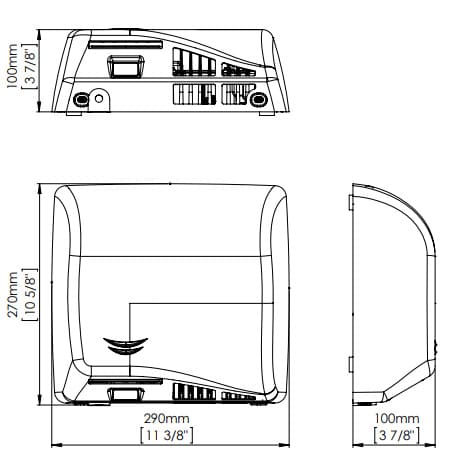 Bản vẽ kỹ thuật máy sấy tay đôi siêu tốc cảm biến Mediclinics M17AC