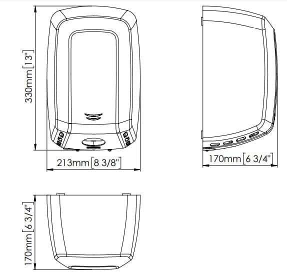 Bản vẽ kỹ thuật máy sấy tay đôi siêu tốc cảm biến Mediclinics M17ACS