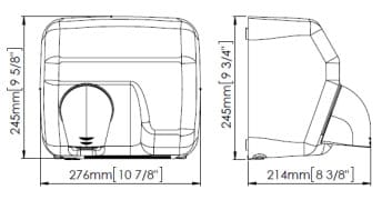 Bản vẽ kỹ thuật máy sấy tay đôi siêu tốc cảm biến Saniflow Mediclinics E05AC