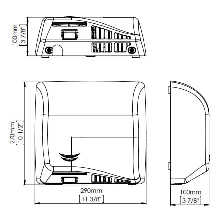 Bản vẽ kỹ thuật máy sấy tay đôi siêu tốc cảm biến Mediclinics M06AC