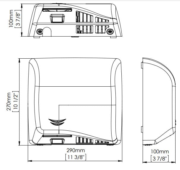 Bản vẽ kỹ thuật máy sấy tay đôi siêu tốc cảm biến Mediclinics M06AF
