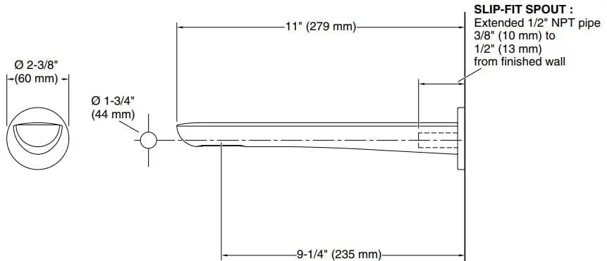 Bản vẽ vòi tắm Kallista P34129-00