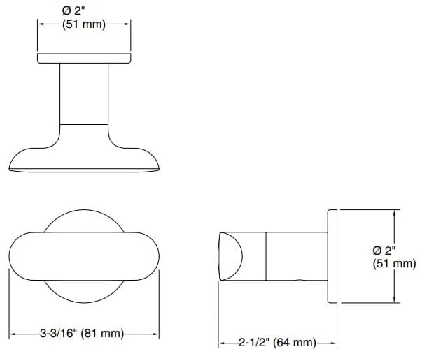 Bản vẽ móc treo quần áo Kallista P34139-00