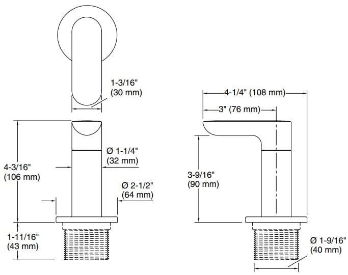 Bản vẽ tay cầm chuyển hướng nước Kallista P34155-LV