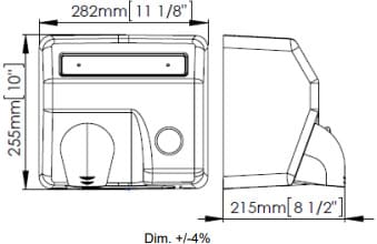 Bản vẽ kỹ thuật Máy sấy tay siêu tốc nút nhấn Saniflow Mediclinics E85