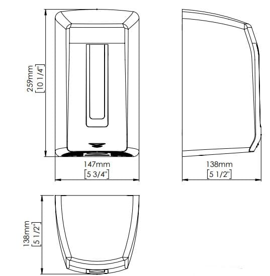 Bản vẽ kỹ thuật máy sấy tay siêu tốc cảm biến Smartlow Mediclinics M04ACS