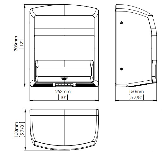 Bản vẽ kỹ thuật máy sấy tay siêu tốc cảm biến Junior Plus Mediclinics M88PLUS