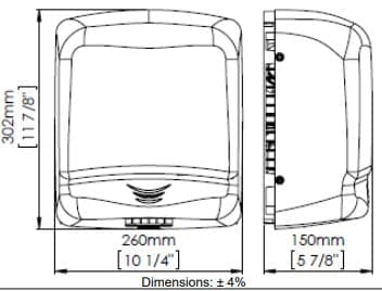 Bản vẽ kỹ thuật máy sấy tay siêu tốc cảm biến Optima Mediclinics M99AC