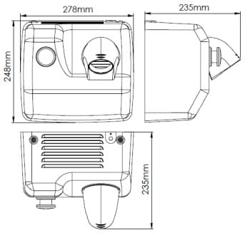 Bản vẽ kỹ thuật máy sấy tóc treo tường có nút nhấn Saniflow Mediclinics SC0088H