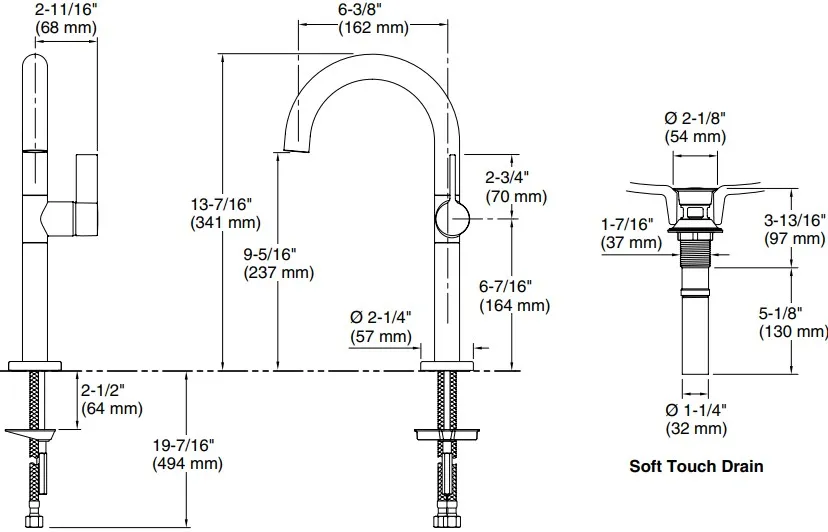 Bản vẽ vòi lavabo Kallista P24409-TL-BL