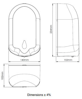 Bản vẽ kỹ thuật hộp đựng xà phòng nước treo tường tự động Mediclinics DJ0050A