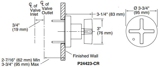 Bản vẽ mặt nạ điều chỉnh âm Kallista P24423-CR-BL