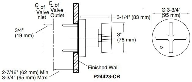 Bản vẽ mặt nạ điều chỉnh âm Kallista P24423-CR-BL