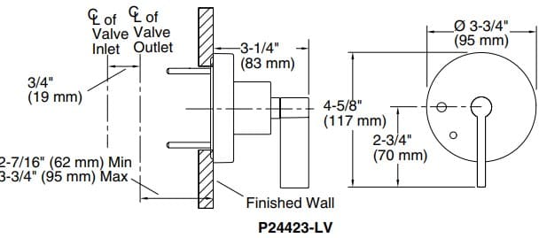 Bản vẽ mặt nạ điều chỉnh âm Kallista P24423-LV