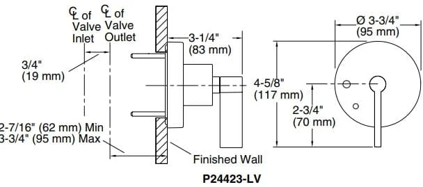Bản vẽ mặt nạ điều chỉnh âm Kallista P24423-LV