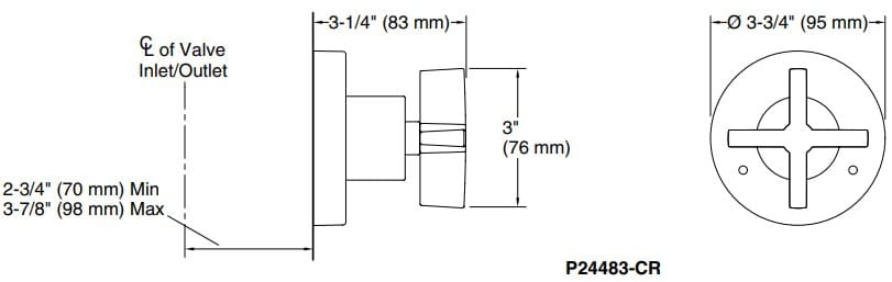 Bản vẽ mặt nạ chuyển hướng Kallista P24483-CR