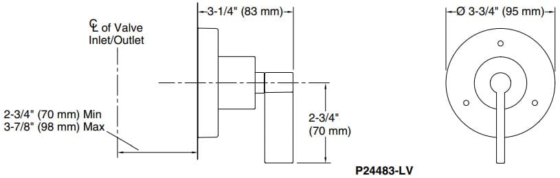 Bản vẽ mặt nạ chuyển hướng Kallista P24483-LV-BL