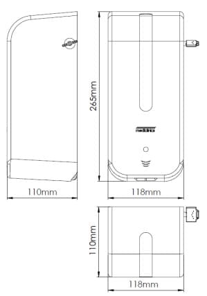 Bản vẽ kỹ thuật hộp đựng xà phòng treo tường tự động Mediclinics DJ0160AS