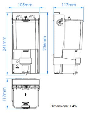 Bản vẽ kỹ thuật hộp đựng xà phòng nước gắn sau gương Mediclinics DJM0037A