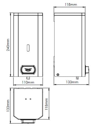 Bản vẽ kỹ thuật hộp đựng xà phòng dạng xịt treo tường Mediclinics DJS0033C