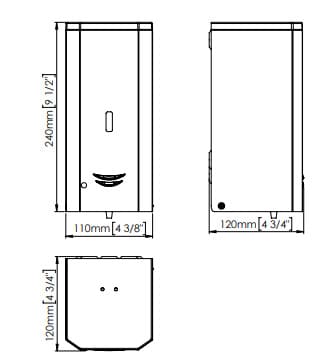 Bản vẽ kỹ thuật hộp đựng xà phòng treo tường tự động Mediclinics DJS0039AC