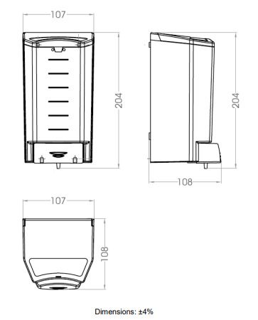 Bản vẽ kỹ thuật hộp đựng xà phòng nhựa treo tường Mediclinics DJ0010F