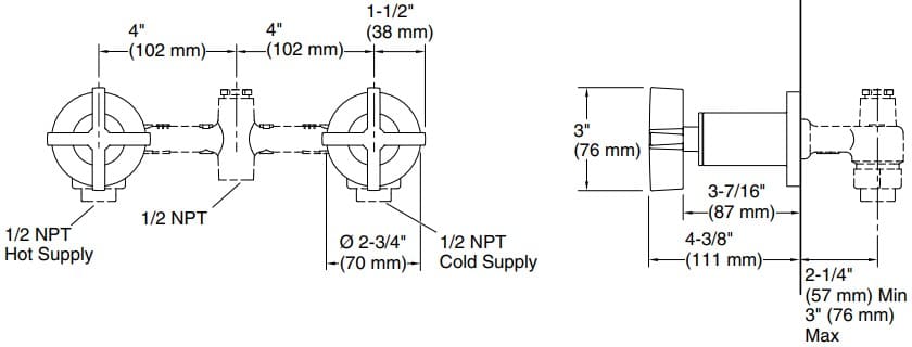 Bản vẽ tay gạt vòi tắm Kallista P24508-CR