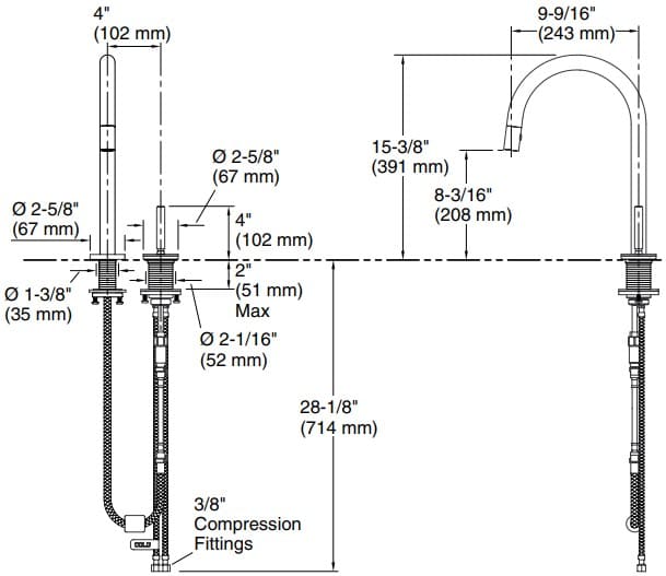Bản vẽ vòi chậu rửa Kallista P25200-00