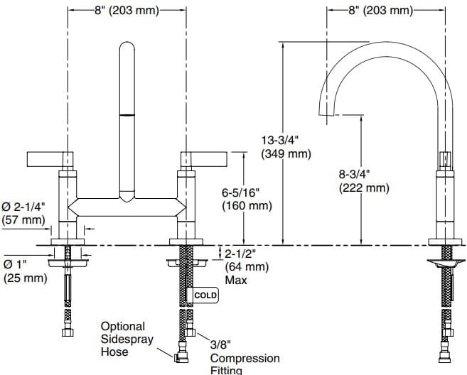 Bản vẽ vòi chậu rửa Kallista P25202-LV-BL