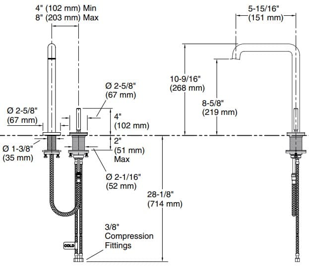 Bản vẽ vòi chậu rửa Kallista P25205-00-BL