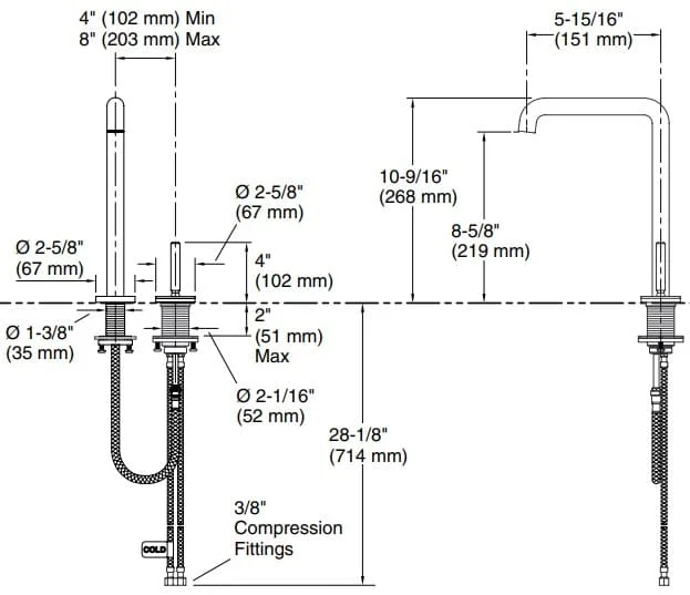 Bản vẽ vòi chậu rửa Kallista P25205-00-BL