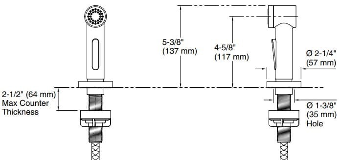 Bản vẽ vòi xịt chậu bát Kallista P25210-00