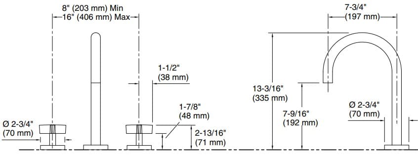 Bản vẽ vòi bồn nóng lạnh Kallista P25520-CR