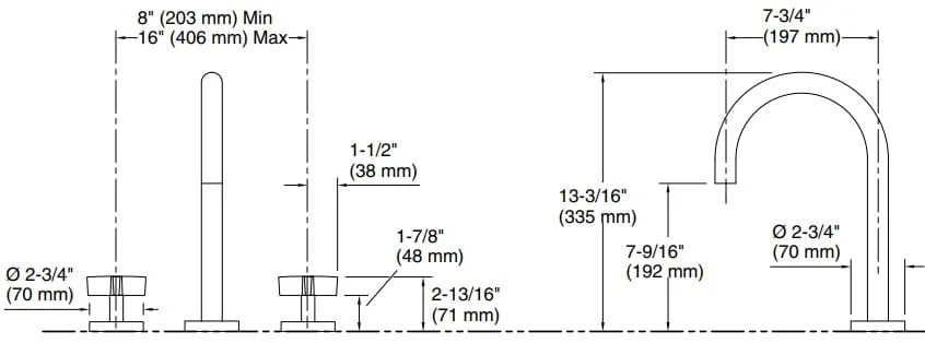 Bản vẽ vòi bồn nóng lạnh Kallista P25520-CR