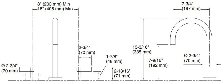 Bản vẽ vòi bồn nóng lạnh Kallista P25520-LV