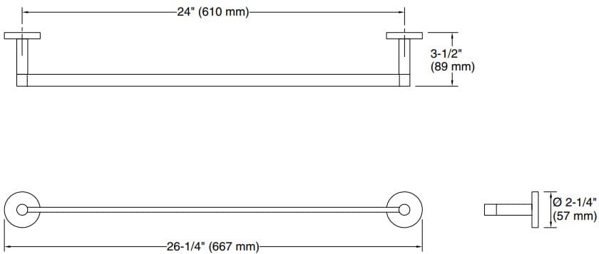 Bản vẽ giá khăn đơn Kallista P34401-00