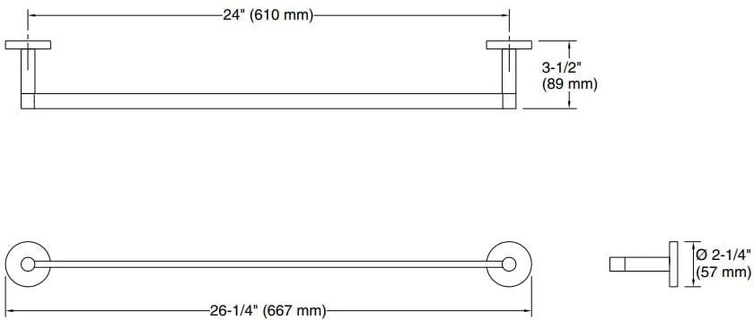 Bản vẽ giá khăn đơn Kallista P34401-00