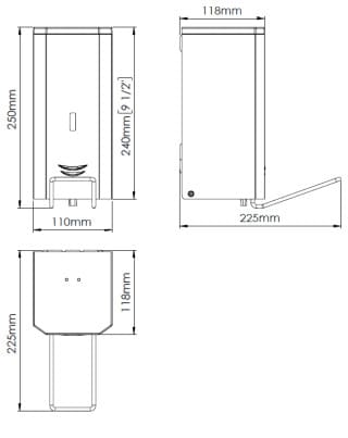 Bản vẽ kỹ thuật hộp đựng xà phòng treo tường đòn bẩy Mediclinics DJP0035CS
