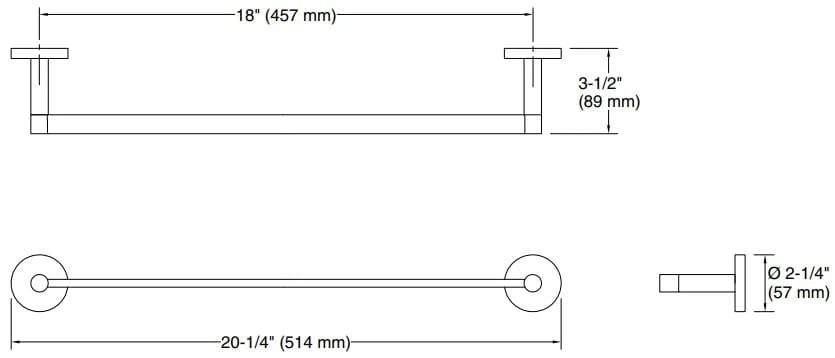 Bản vẽ giá khăn đơn Kallista P34402-00