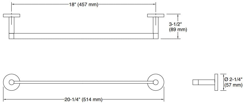 Bản vẽ giá khăn đơn Kallista P34402-00