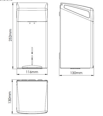 Bản vẽ kỹ thuật hộp đựng giấy vệ sinh Mediclinics DTH100