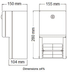 Bản vẽ kỹ thuật hộp đựng giấy vệ sinh Mediclinics PR0700CS