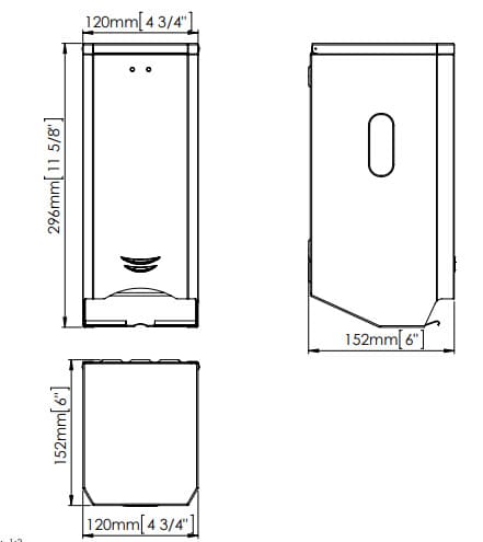 Bản vẽ kỹ thuật hộp đựng giấy vệ sinh công nghiêp Mediclinics PR2784