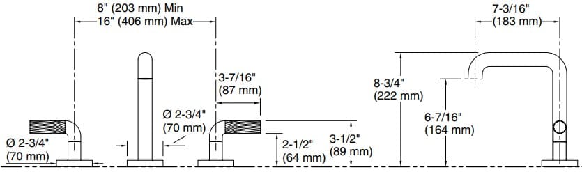 Bản vẽ vòi bồn tắm nóng lạnh Kallista P40882-SN-BN
