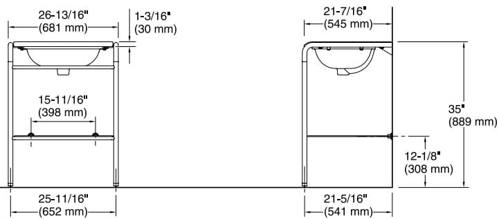 Bản vẽ chân bàn lavabo Kallista P46010-00-BL